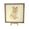 Customizable wall art frame of a fox in cut and engraved wood front view with easel Woodillusion