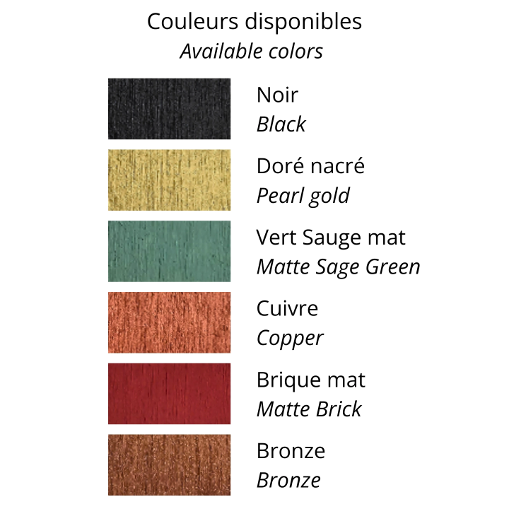 Available colors for Woodillusion paintings