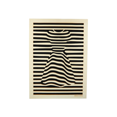 Tableau cadre personnalisable d’une silhouette en bois découpé et gravé vue de face Woodillusion