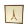 Customizable wall art frame of the Eiffel Tower in cut and engraved wood front view Woodillusion
