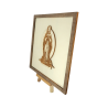 Customizable wall art frame of Mary in cut and engraved wood side view with easel Woodillusion