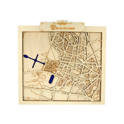 Customizable wall art frame of the Palace of Versailles in cut and engraved wood front view 40x40 cm Woodillusion