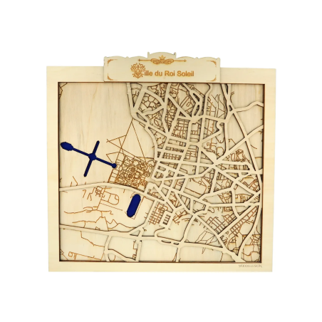 Customizable wall art frame of the Palace of Versailles in cut and engraved wood front view 40x40 cm Woodillusion