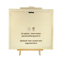 Customizable wall art frame of the Palace of Versailles in cut and engraved wood rear view with easel 40x40 cm Woodillusion