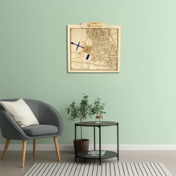 Waiting room environment with customizable wall art frame of the Palace of Versailles in cut and engraved wood front view