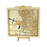 Tableau cadre personnalisable du Château de Versailles en bois découpé et gravé vue de face avec chevalet 20x20 cm Woodillusion