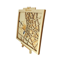 Customizable wall art frame of the Palace of Versailles in cut and engraved wood side view with ease