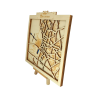 Customizable wall art frame of the Palace of Versailles in cut and engraved wood side view with ease