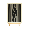 Customizable wall art frame of a face in cut and engraved wood front view with easel Woodillusion