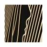 Zoom on customizable wall art frame of a face in cut and engraved wood side view with easel Woodillusion