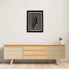 Entryway environment with customizable wall art frame of a face in cut and engraved wood front view with frame Woodillusion