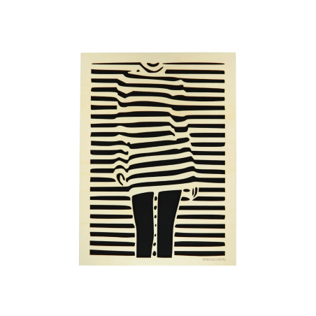 Customizable wall art frame of a silhouette in cut and engraved wood front view Woodillusion