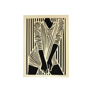 Tableau cadre personnalisable d’une silhouette en bois découpé et gravé vue de face Woodillusion