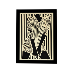 Tableau cadre personnalisable d’une silhouette en bois découpé et gravé vue de face avec cadre Woodillusion