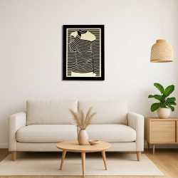 Environnement salon avec tableau cadre personnalisable d’une silhouette en bois découpé et gravé vue de face avec cadre