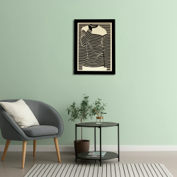 Environnement salle d’attente avec tableau cadre personnalisable d’une silhouette en bois découpé et gravé vue de face