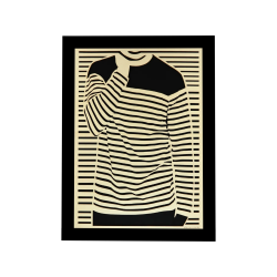 Tableau cadre personnalisable d’une silhouette en bois découpé et gravé vue de face avec cadre Woodillusion