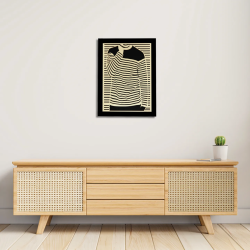 Entryway environment with customizable wall art frame of a silhouette in cut and engraved wood front view with frame