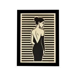 Tableau cadre personnalisable d’une silhouette en bois découpé et gravé vue de face avec cadre Woodillusion