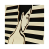 Zoom tableau cadre personnalisable d’une silhouette en bois découpé et gravé vue de profil avec chevalet Woodillusion