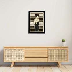 Environnement entrée avec tableau cadre personnalisable d’une silhouette en bois découpé et gravé vue de face Woodillusion