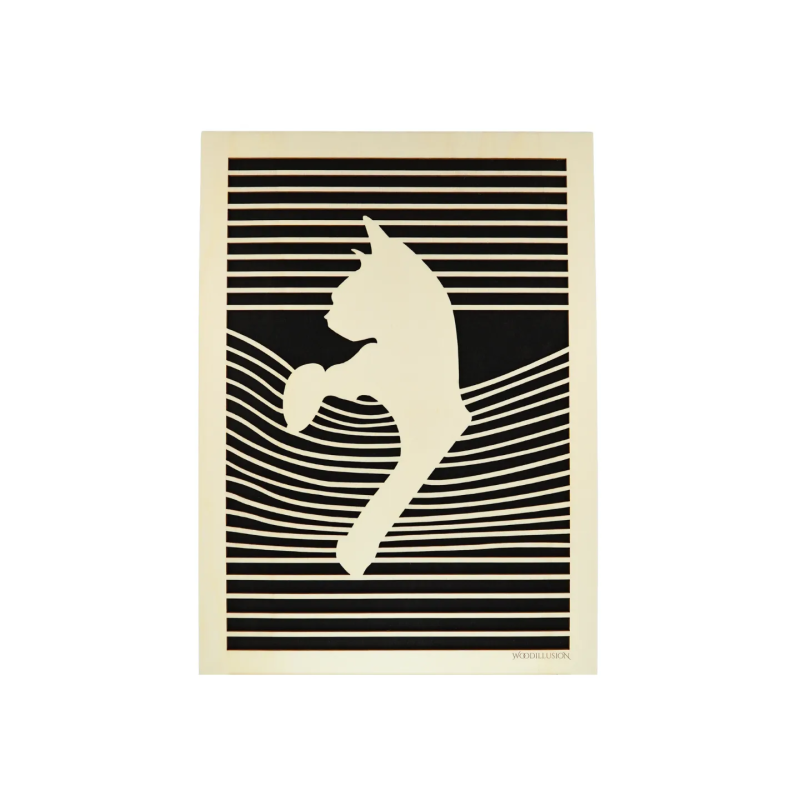 Tableau cadre personnalisable d’un chat en bois découpé et gravé vue de face Woodillusion