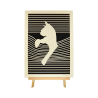 Customizable wall art frame of a cat in cut and engraved wood front view with easel Woodillusion