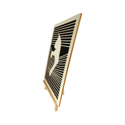 Tableau cadre personnalisable d’un chat en bois découpé et gravé vue de profil avec chevalet Woodillusion