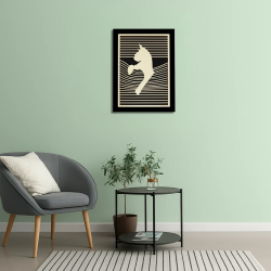 Environnement salle d’attente avec tableau cadre personnalisable d’un chat en bois découpé et gravé vue de face Woodillusion