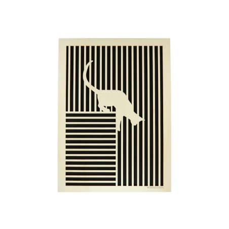 Tableau cadre personnalisable d’un chat en bois découpé et gravé vue de face Woodillusion