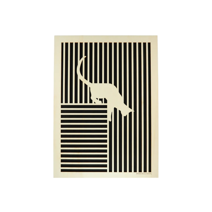 Customizable wall art frame of a cat in cut and engraved wood front view Woodillusion