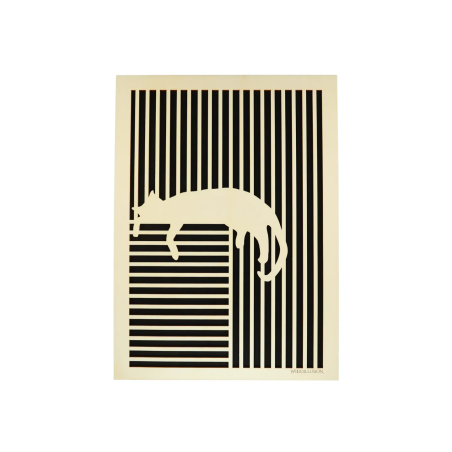 Tableau cadre personnalisable d’un chat en bois découpé et gravé vue de face Woodillusion