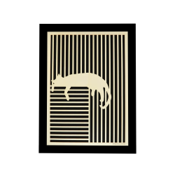 Customizable wall art frame of a cat in cut and engraved wood front view with frame Woodillusion
