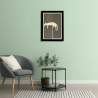 Waiting room environment with customizable wall art frame of a cat in cut and engraved wood front view Woodillusion