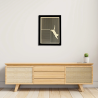 Environnement entrée avec tableau cadre personnalisable d’un chat en bois découpé et gravé vue de face avec cadre Woodillusion