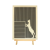 Customizable wall art frame of a cat in cut and engraved wood front view with easel Woodillusion