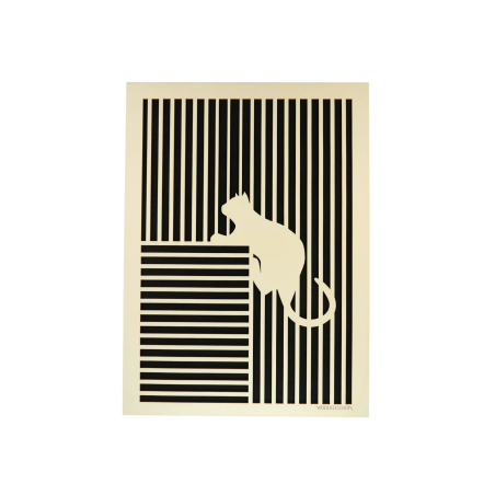 Customizable wall art frame of a cat in cut and engraved wood front view Woodillusion