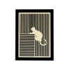 Customizable wall art frame of a cat in cut and engraved wood front view with frame Woodillusion