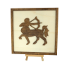 Customizable wall art frame of a centaur in cut and engraved wood front view with easel Woodillusion