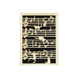 Customizable wall art frame of a cat in cut and engraved wood front view Woodillusion