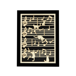 Customizable wall art frame of a cat in cut and engraved wood front view with frame Woodillusion