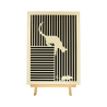 Customizable wall art frame of a cat with mouse in cut and engraved wood front view with easel Woodillusion