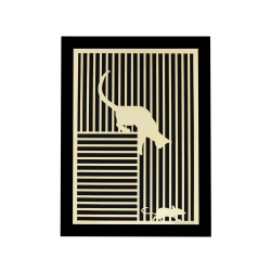 Tableau cadre personnalisable d’un chat avec souris en bois découpé et gravé vue de face avec cadre Woodillusion