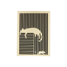 Customizable wall art frame of a cat with mouse in cut and engraved wood front view Woodillusion
