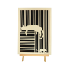 Tableau cadre personnalisable d’un chat avec souris en bois découpé et gravé vue de face avec chevalet Woodillusion