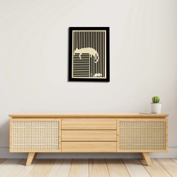 Environnement entrée avec tableau cadre personnalisable d’un chat avec souris en bois découpé et gravé vue de face Woodillusion