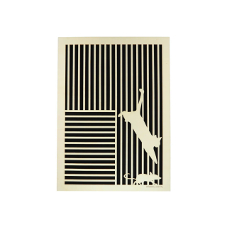 Customizable wall art frame of a cat with mouse in cut and engraved wood front view Woodillusion