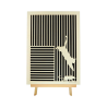 Tableau cadre personnalisable d’un chat avec souris en bois découpé et gravé vue de face avec chevalet Woodillusion