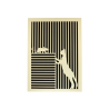 Tableau cadre personnalisable d’un chat avec souris en bois découpé et gravé vue de face Woodillusion