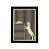 Tableau cadre personnalisable d’un chat avec souris en bois découpé et gravé vue de face avec cadre Woodillusion